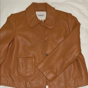 ba&sh Women's camel lamb Leather Button-Front Jacket